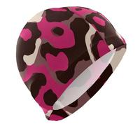 Cuffia da a magenta con stampa leopardata per uomo, cuffia da nuoto grande impermeabile per capelli corti da donna, protezione per capelli e riduzione della resistenza, gorros para nadar en piscina m