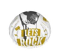 Cuffia da a musicale Vintage Hipster Rock N Roll Gesto d'amore con chitarra Teschio Nota Parola Cuffia da bagno grande per donna Uomo Ragazza Capelli lunghi Cappelli riutilizzabili impermeabili