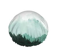 Cuffia da a Nature,montagne verdi con alberi forestali nella nebbia Cuffia da bagno impermeabile a doppio strato perfetta per tutte le lunghezze e gli spessori dei capelli