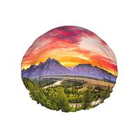 Cuffia da a Nature, tramonto colorato sul fiume Snake si affaccia nel parco nazionale del Grand Teton Cuffia da bagno impermeabile a doppio strato perfetta per tutte le lunghezze e gli spessori dei ca