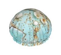 Cuffia da a Ocean Sea Beach Conchiglie Stelle marine blu con cuffia da a elasticizzata e impermeabile riutilizzabile a doppio strato, cuffie per uomo, donna e donna.