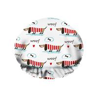 Cuffia da a per cani, con scritta "Ossa", animale, bassotto, cucciolo, cartone animato, a righe, bianca e rossa, impermeabile, per donne