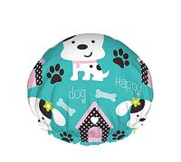 Cuffia da a per cani Cucciolo carino con impronta di Ossa Cuore Casa Cagnolino Animali Cuffie da bagno grandi per donne Uomini Ragazze Capelli lunghi Cappelli riutilizzabili impermeabili