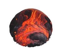 Cuffia da a per donna con lava rossa rovente proveniente dal vulcano Kilauea, cuffia da a impermeabile riutilizzabile, cuffia da bagno grande a doppio strato, fascia elastica lavabile, trecc