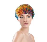 Cuffia da a per donna con scritta "Uomo che suona la chitarra", a doppio strato, riutilizzabile, impermeabile, adatta a tutti i tipi di capelli.