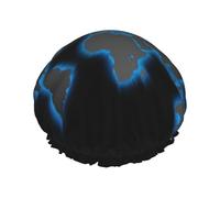 Cuffia da a per donna con stampa mappa del mondo divertente - riutilizzabile | Novità cuffia per capelli per il bagno | Cappello a strati