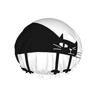 Cuffia da a per gatti, divertente gatto dei cartoni animati con caffè e buongiorno Cuffia da bagno impermeabile a doppio strato perfetta per tutte le lunghezze e gli spessori dei capelli
