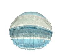 Cuffia da a per Pittura,Cuffia da Bagno Impermeabile a Doppio Strato con Design a Strisce Blu e Grigie Artistiche Perfette per Tutte Le Lunghezze E Gli Spessori Dei Capelli