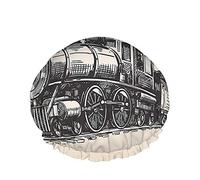 Cuffia da a per treno Treno vintage in campagna Locomotiva Vagoni in legno Ferrovia con grandi cuffie da bagno per donna Uomo Ragazza Capelli lunghi Cappelli riutilizzabili impermeabili Beige