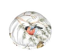 Cuffia da a per Uccelli,Cappelli da Bagno Impermeabili a Doppio Strato per Pittura di Uccelli della Foresta dell' Vintage Design Perfetto per Tutte Le Lunghezze E Gli Spessori Dei Capelli