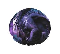 Cuffia da a Purple Dragon Purple Moon per donna, cuffia da a impermeabile riutilizzabile, doppio strato, grande, cuffia da bagno lavabile, fascia elastica, trecce per capelli da bagno, uomo