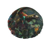 Cuffia da a riutilizzabile con lucertole colorate che giocano - cuffia da a quotidiana a doppio strato impermeabile, elastica ed ecologica