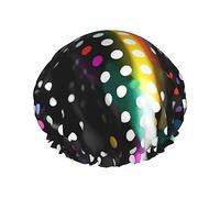 Cuffia da a riutilizzabile da donna con glitter, pois, righe bianche e nere, doppia protezione dagli schizzi, taglia grande adatta a tutte le lunghezze di capelli.