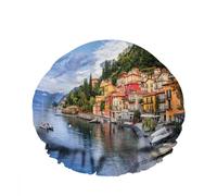 Cuffia da a riutilizzabile, doppia cuffia da bagno impermeabile, splendida cuffia da a con paesaggio cittadino, città di Menaggio sul lago di Como, Milano, Italia