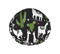 Cuffia da a riutilizzabile per donna Cactus Love Alpacas Llama Cuffia da bagno Doppio strato Protezione impermeabile per capelli da a Fascia elastica regolabile Cappello da a per la cas