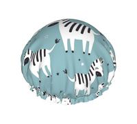 Cuffia da a riutilizzabile per donna Divertente cuffia da bagno Zebra Doppio strato Protezione impermeabile per capelli da a Fascia elastica regolabile Cappello da a per cuffie da bagno