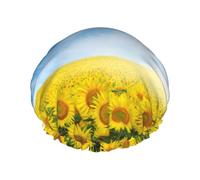 Cuffia da a riutilizzabile per donna Girasole Cielo Farfalla Cuffia da bagno Doppio strato Protezione per capelli impermeabile per a Fascia elastica regolabile Cappello da a per la casa