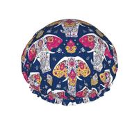 Cuffia da a riutilizzabile per donna Mandala Animal Elephant Cuffia da bagno Doppio strato Protezione impermeabile per capelli da a Fascia elastica regolabile Cappello da a per la casa