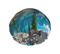 Cuffia da a Rocky Mountains con cuffia da a elasticizzata e impermeabile riutilizzabile a doppio strato, cuffie per uomo, donna e donna.