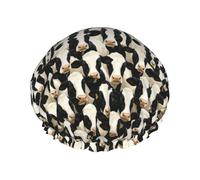 Cuffia da a rustica a forma di mucca, riutilizzabile, impermeabile, elastica, a doppio strato, per capelli di tutte le lunghezze