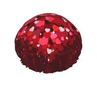 Cuffia da a San Valentino a forma di cuore Cuffie da bagno riutilizzabili per donna Capelli lunghi Doppio strato Impermeabile Cappello da bagno per a Protezione per capelli per ragazze Don