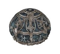 Cuffia da a stampata "helm of awe" per donna, cuffia da bagno impermeabile a doppio strato, cuffie da bagno riutilizzabili, protezione elastica per capelli, cuffia da a per donna, spa e salo