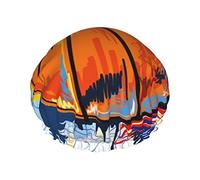 Cuffia da a stampata per divertimento con schizzo colorato da basket per donna, cuffia da bagno elastica riutilizzabile, doppio cappello da a impermeabile