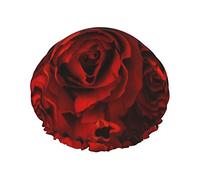 Cuffia da a stampata rosa rossa, cuffie da bagno riutilizzabili impermeabili per salone spa per donne, uomini, ragazzi e ragazze