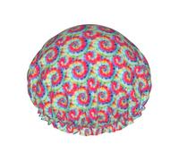 Cuffia da a tie-dye psichedelica a forma di fungo per uomo e donna, elastica, regolabile, riutilizzabile, impermeabile, per il bagno e la cura dei capelli.