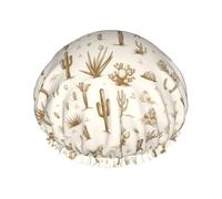 Cuffia da a vintage con cactus nel deserto, riutilizzabile, impermeabile, a doppio strato, elastica, per capelli di tutte le lunghezze