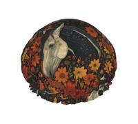 Cuffia da a vintage con cavallo tra i fiori, design a doppio strato, riutilizzabile, impermeabile, comoda ed elegante