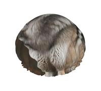 Cuffia da a Wild Wild Gray Wolf per donna, cuffia da a impermeabile riutilizzabile, doppio strato, grande, cuffia da bagno, fascia elastica lavabile, trecce per capelli da bagno, uomo