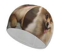 Cuffia da bagno a forma di AAAAAAtico cane Pomerania, cuffie da nuoto ad alta elasticità, adatte sia per i capelli lunghi che per quelli corti, comoda cuffia da a grande per ridurre la resistenza