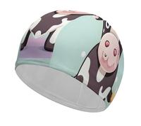 Cuffia da bagno a forma di mucca nera, cuffie da nuoto ad alta elasticità, adatte sia per capelli lunghi che corti, comoda cuffia da a grande per ridurre la resistenza e proteggere i capelli.