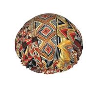 Cuffia da bagno africana in tessuto patchwork stampato, protezione per capelli a doppio strato, copertura elastica per capelli per lavare il viso, 27 cm