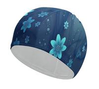 Cuffia da bagno blu a forma di mini fiore, ad alta elasticità, adatta sia per capelli lunghi e corti, comoda cuffia da doccia grande per ridurre la resistenza e protezione dei capelli