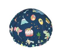 Cuffia da bagno colorata con elefante e Lea, protezione per capelli a doppio strato, copertura elastica per lavare il viso, 27 cm