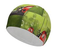 Cuffia da bagno con coccinella divertente che tiene un ombrello. Cuffia da nuoto ad alta elasticità adatta sia ai capelli lunghi che a quelli corti. Comoda cuffia da a grande per ridurre la resis