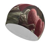 Cuffia da bagno con due cuori all'uncinetto, cuffie da nuoto ad alta elasticità, adatte sia per capelli lunghi che corti, comoda cuffia da a grande per ridurre la resistenza e proteggere i capell