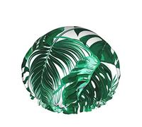 Cuffia da bagno con foglie di palma verde tropicale per bambini Cuffia per capelli Cuffia per doccia riutilizzabile Cuffia per capelli morbida ed elastica per capelli lunghi Capelli corti Capelli ri