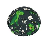 cuffia da bagno con motivo a osso di dinosauro e T Rex per donna, cuffia da a impermeabile oversize reversibile grande progettata per tutte le lunghezze di capelli