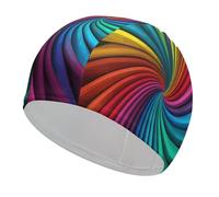 Cuffia da bagno con motivo a righe arcobaleno, comoda cuffia da doccia per ridurre la resistenza e la protezione dei capelli, cuffia da bagno elastica morbida e resistente per mantenere l'acconciatura