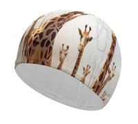 Cuffia da bagno con simpatica giraffa in stile cartone animato, ad alta elasticità, adatta sia per capelli lunghi e corti, comoda cuffia da doccia grande per ridurre la resistenza e protezione dei