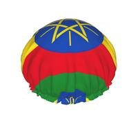 Cuffia da bagno con stampa bandiera dell'Etiopia, per capelli lunghi e corti, lavabile, fascia elastica per capelli lunghi, treccia