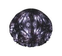 Cuffia da bagno con stampa galassia del cielo viola, protezione per capelli a doppio strato, copertura elastica per capelli per lavare il viso, 27 cm