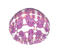 Cuffia da bagno con stampa ippopotamo viola, protezione per capelli a doppio strato, copertura elastica per lavare il viso, 27 cm