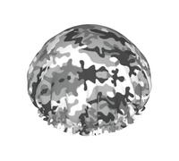 Cuffia da bagno con stampa mimetica digitale, protezione per capelli a doppio strato, copertura elastica per lavare il viso, 27 cm