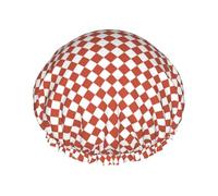 Cuffia da bagno con stampa romantica rosa a reticolo, protezione per capelli a doppio strato, copertura elastica per lavare il viso, 27 cm