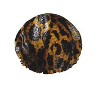 Cuffia da bagno con stampa serpente giallo, protezione per capelli a doppio strato, copertura elastica per capelli per lavare il viso, 27 cm