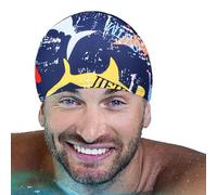 Cuffia da bagno da donna - berretto da bagno alla moda da donna, morbido ed elastico, con stampa vibrante, attrezzatura da nuoto Chic, cuffia da bagno regolabile per lezioni di nuoto e